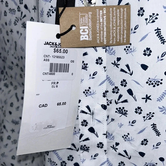 Jack & Jones,Men shirt Sm & Med,NWT,cotton 100,white & blue.BETTER COTTON ORG - Picture 5 of 13